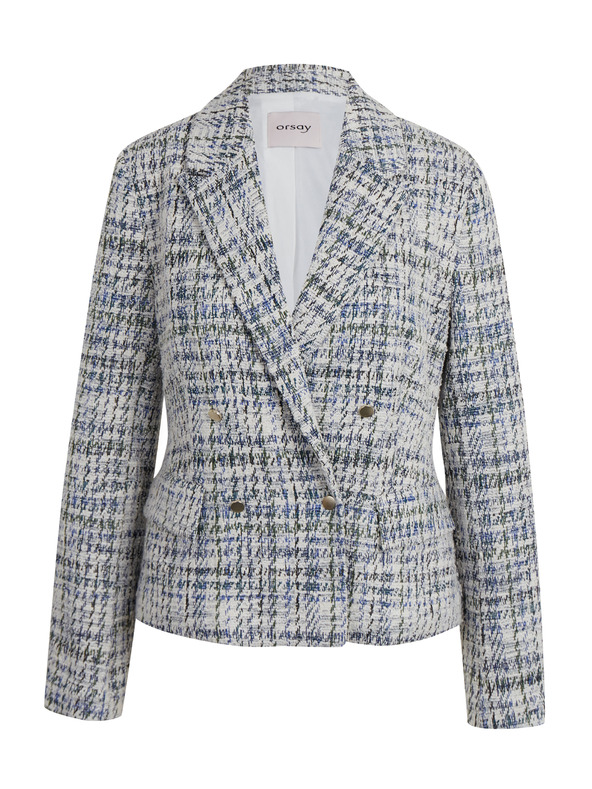 Orsay Blazer doppiopetto in tweed blu e cremisi da donna ORSAY
