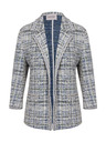 Orsay Blazer da donna in tweed blu e crema ORSAY
