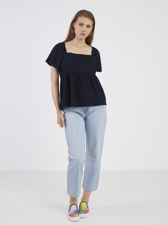 Jacqueline de Yong Top in lino da donna blu scuro JDY Say