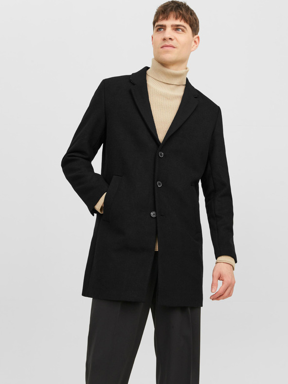 Jack & Jones Cappotto nero da uomo Jack & Jones Morrison in misto lana
