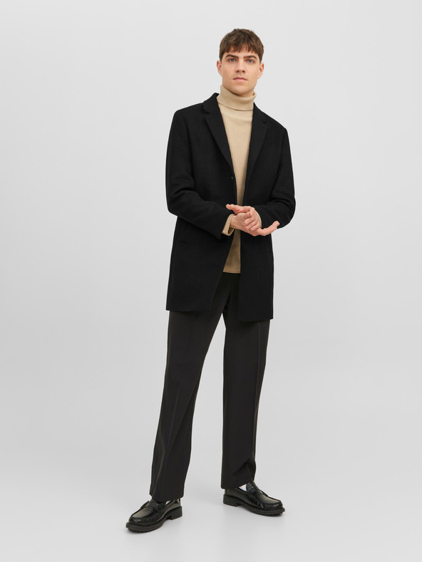 Jack & Jones Cappotto nero da uomo Jack & Jones Morrison in misto lana