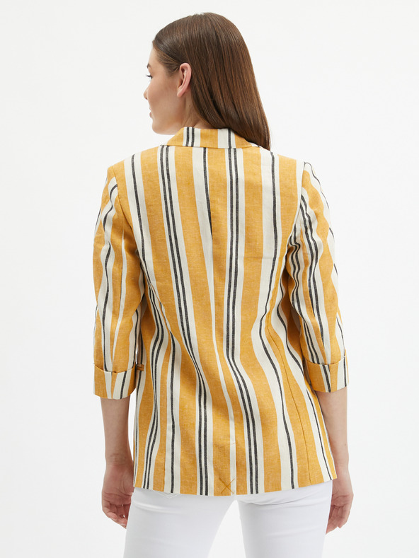 Orsay Giacca arancione da donna in lino a righe ORSAY