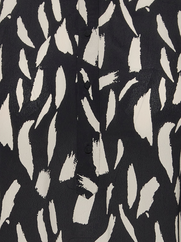 Fransa Abito camicia panna e nero a fantasia con maniche a tre quarti Fransa