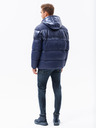 Ombre Clothing Giacca invernale trapuntata blu scuro da uomo con cappuccio Ombre Clothing