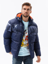 Ombre Clothing Giacca invernale trapuntata blu scuro da uomo con cappuccio Ombre Clothing