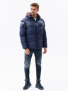Ombre Clothing Giacca invernale trapuntata blu scuro da uomo con cappuccio Ombre Clothing