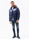 Ombre Clothing Giacca invernale trapuntata blu scuro da uomo con cappuccio Ombre Clothing