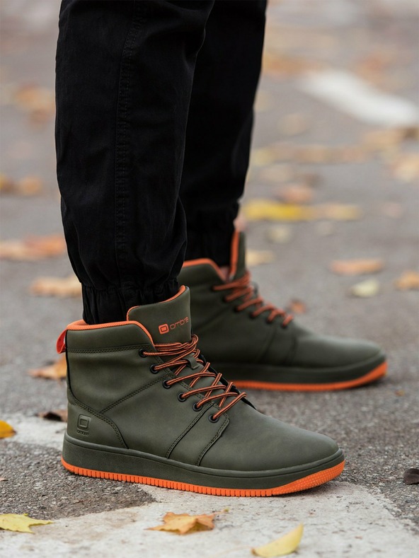 Ombre Clothing Scarpe da ginnastica alla caviglia da uomo color kaki T311