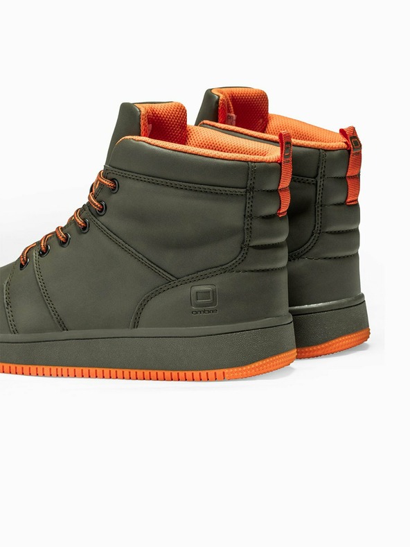 Ombre Clothing Scarpe da ginnastica alla caviglia da uomo color kaki T311