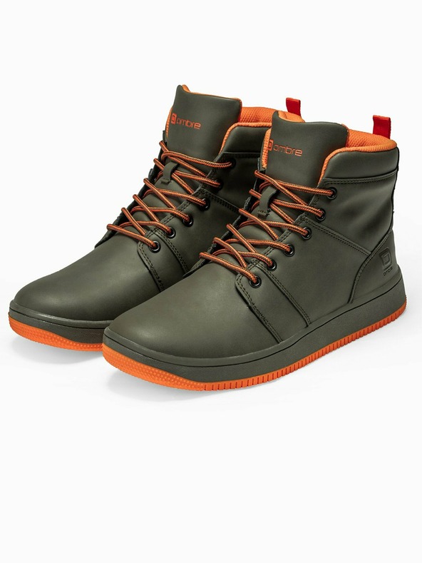 Ombre Clothing Scarpe da ginnastica alla caviglia da uomo color kaki T311