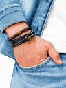 Ombre Clothing Bracciale in pelle nero da uomo Abbigliamento Ombre