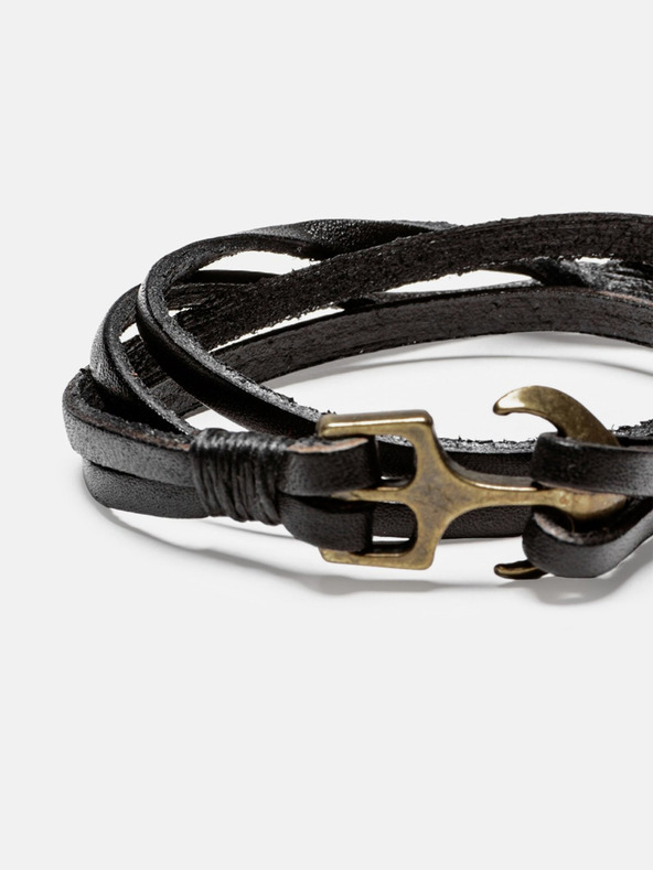 Ombre Clothing Bracciale in pelle nero da uomo Abbigliamento Ombre