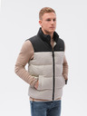 Ombre Clothing Gilet trapuntato nero e beige da uomo Ombre Clothing