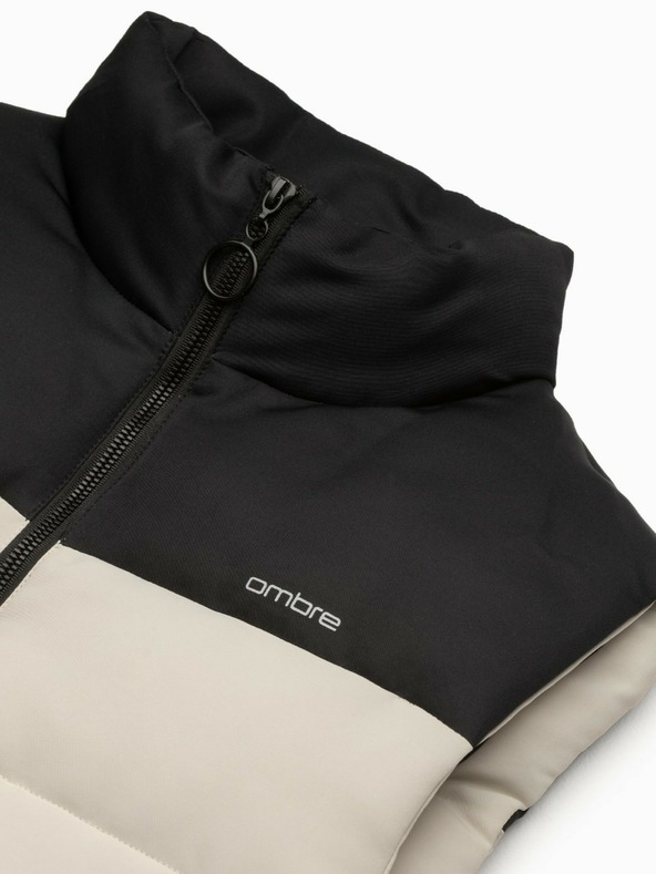 Ombre Clothing Gilet trapuntato nero e beige da uomo Ombre Clothing