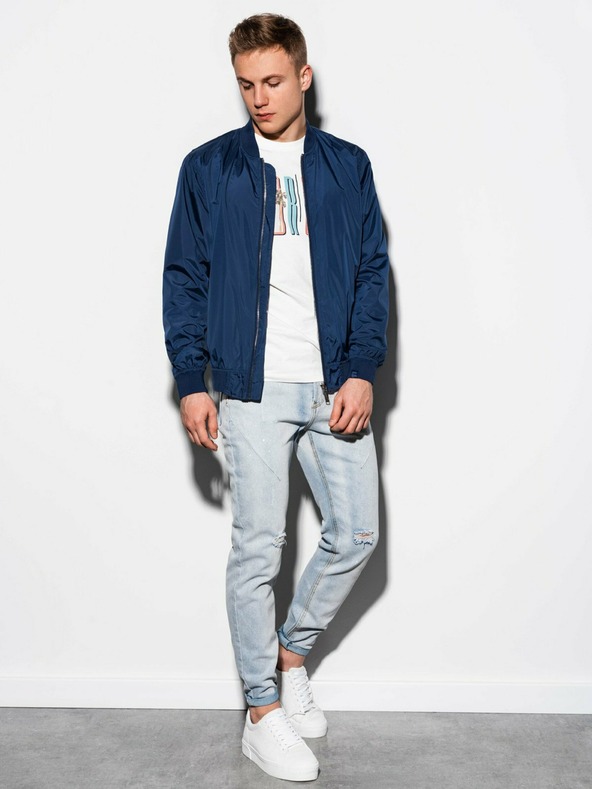 Ombre Clothing Bomber primaverile da uomo C439 - Navy