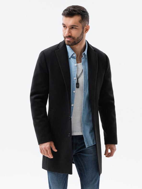 Ombre Clothing Nero Cappotto leggero da uomo Ombre Abbigliamento