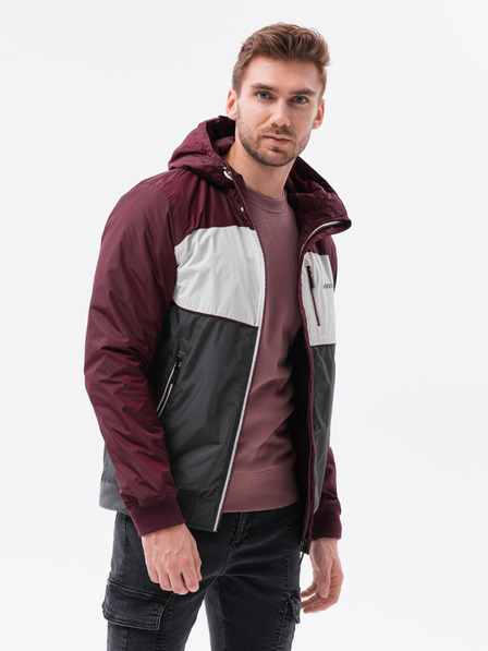 Ombre Clothing Ombre Clothing C447 giacca di transizione da uomo in grigio e bordeaux