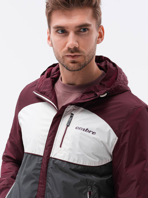Ombre Clothing Ombre Clothing C447 giacca di transizione da uomo in grigio e bordeaux
