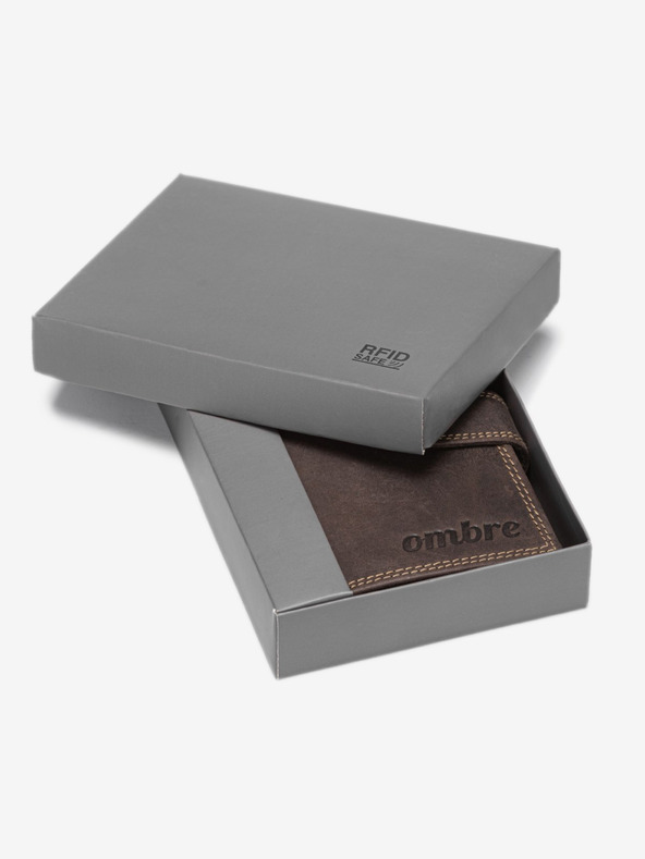 Ombre Clothing Portafoglio in pelle marrone da uomo Ombre Clothing A091