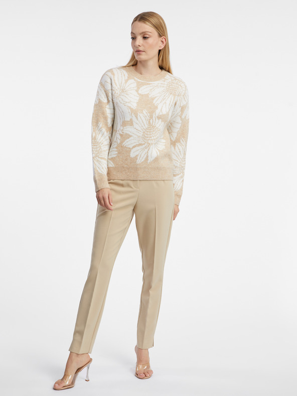 Orsay Maglione a fiori bianco e beige da donna ORSAY