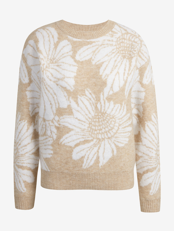 Orsay Maglione a fiori bianco e beige da donna ORSAY