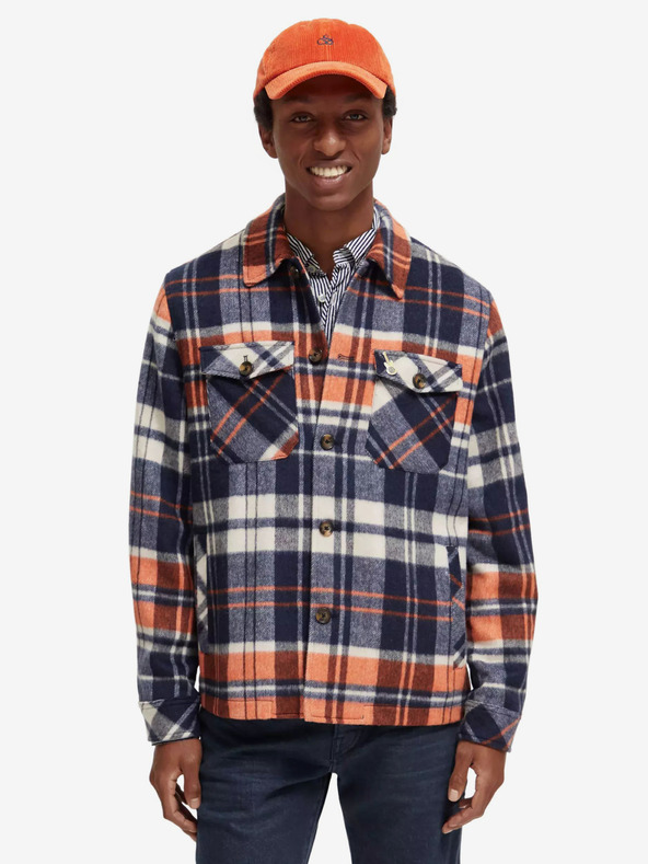 Scotch & Soda Camicia da uomo blu giacca leggera in misto lana Scotch & Soda
