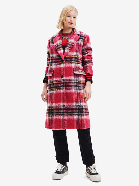 Desigual Cappotto rosa da donna a quadri in misto lana Desigual Tommy