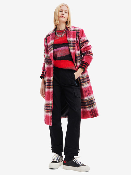 Desigual Cappotto rosa da donna a quadri in misto lana Desigual Tommy