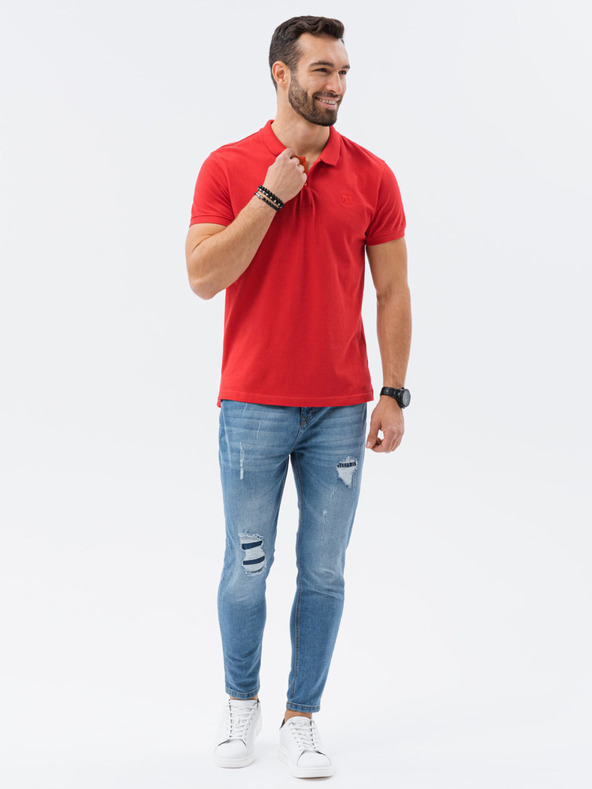 Ombre Clothing Polo basic da uomo rossa Ombre Clothing