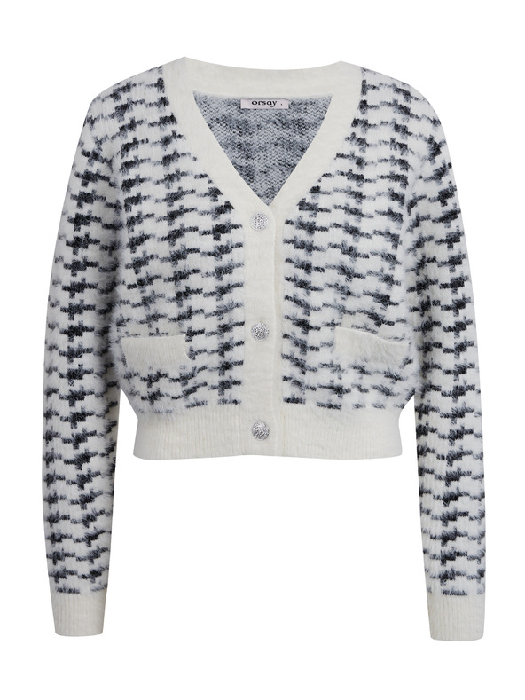 Orsay Cardigan da donna a fantasia bianca e nera ORSAY