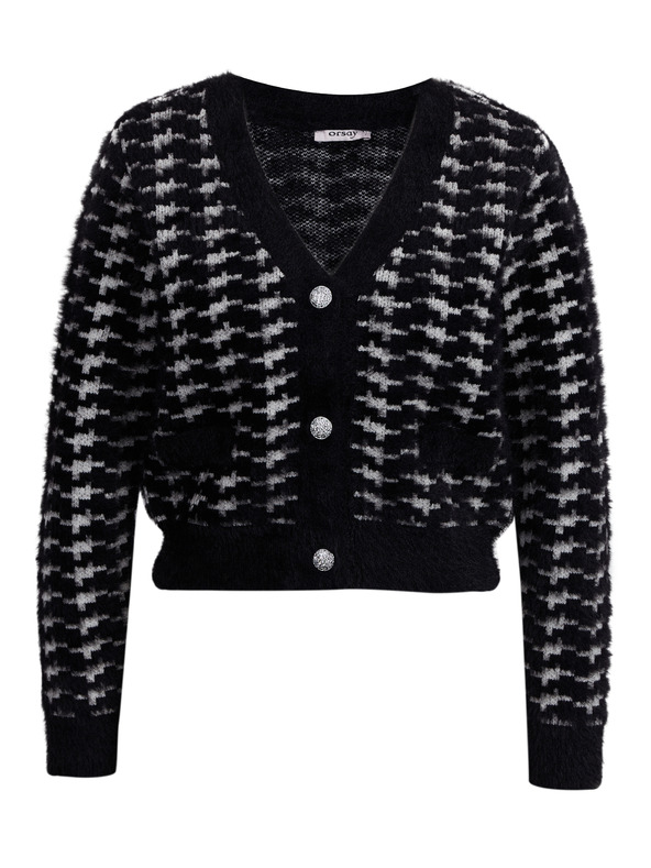 Orsay Cardigan da donna bianco e nero a fantasia ORSAY