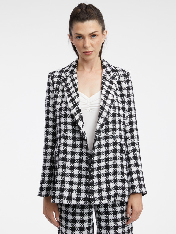 Orsay Giacca a quadri bianca e nera da donna ORSAY