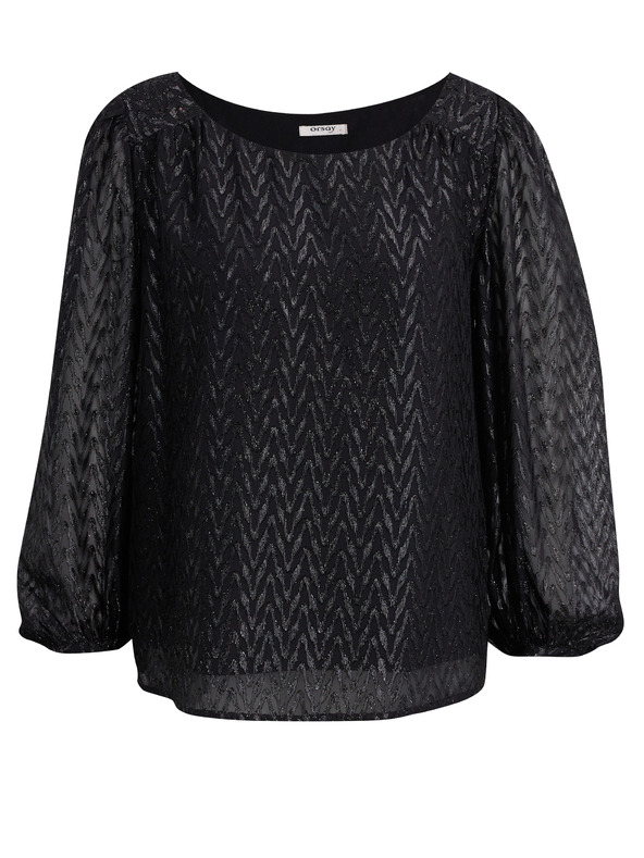 Orsay Camicetta fantasia donna nera ORSAY