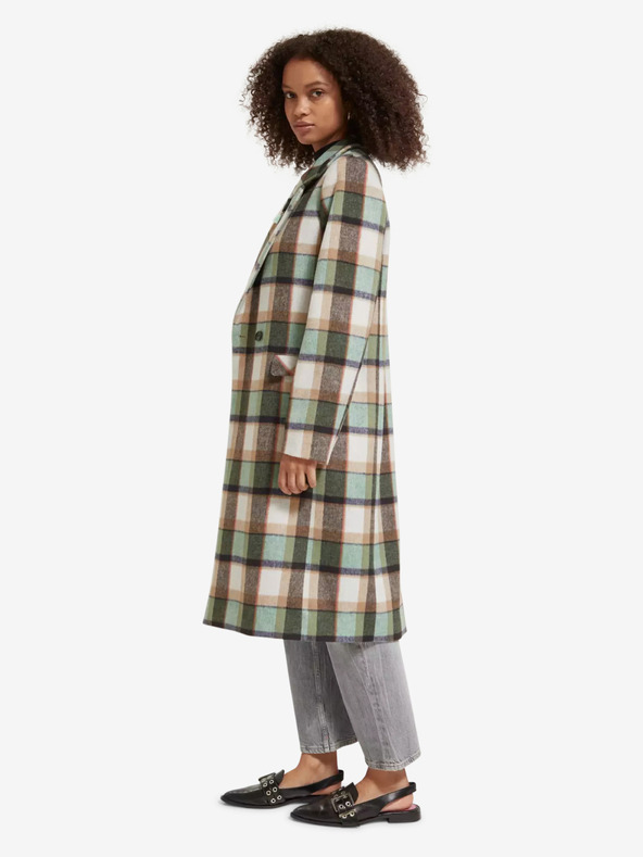 Scotch & Soda Cappotto invernale verde da donna a quadri in misto lana Scotch & Soda