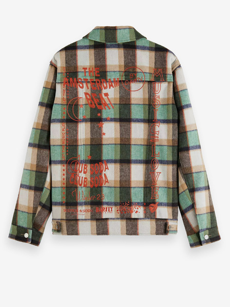 Scotch & Soda Giacca camicia in misto lana marrone e verde da uomo Scotch & Soda