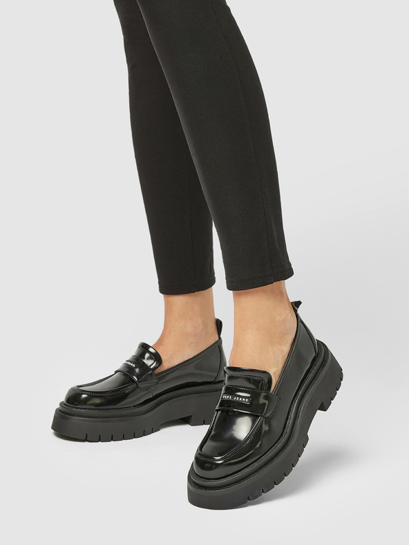Pepe Jeans Mocassini neri da donna lucidi Pepe Jeans Queen Oxford