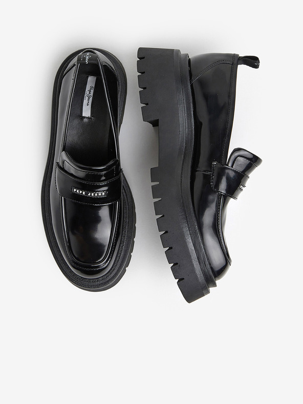Pepe Jeans Mocassini neri da donna lucidi Pepe Jeans Queen Oxford
