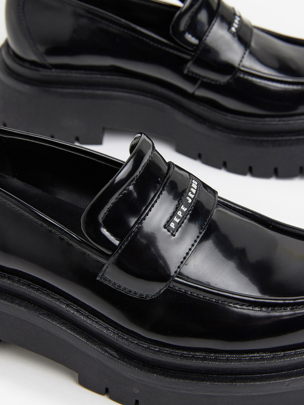 Pepe Jeans Mocassini neri da donna lucidi Pepe Jeans Queen Oxford
