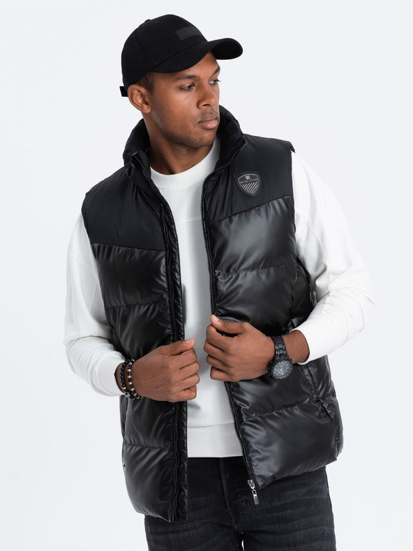 Ombre Clothing Gilet trapuntato nero da uomo Ombre Clothing