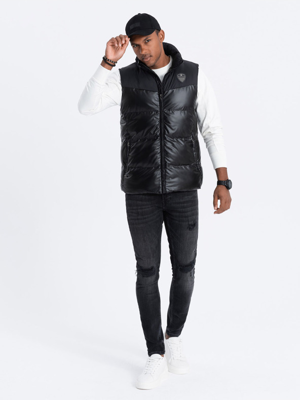 Ombre Clothing Gilet trapuntato nero da uomo Ombre Clothing
