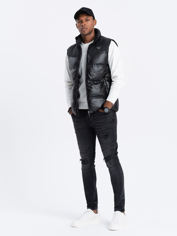 Ombre Clothing Gilet trapuntato nero da uomo Ombre Clothing