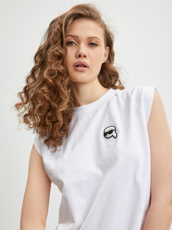 Karl Lagerfeld Maglietta da donna bianca KARL LAGERFELD Ikonik