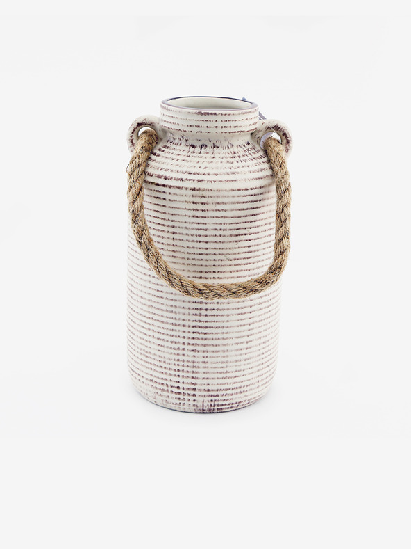 SIFCON Piccolo vaso in gres con manico in corda SIFCON