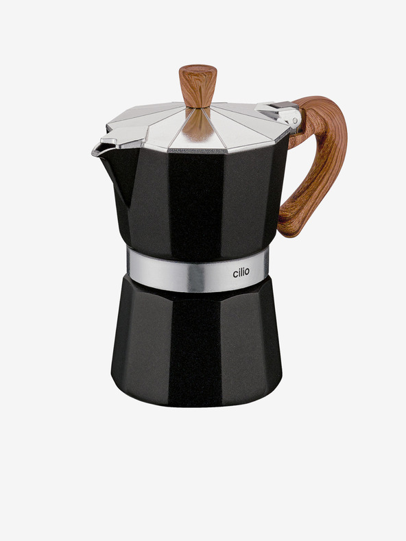 Cilio Caffettiera/espresso moka nera Classico Natura per 3 tazze Cilio