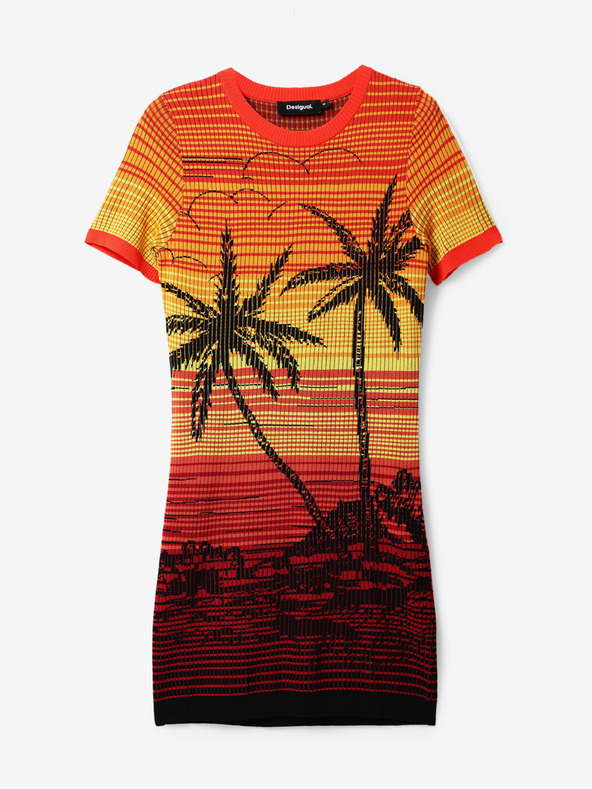 Desigual Abito Bipalmeri giallo e arancione Desigual donna