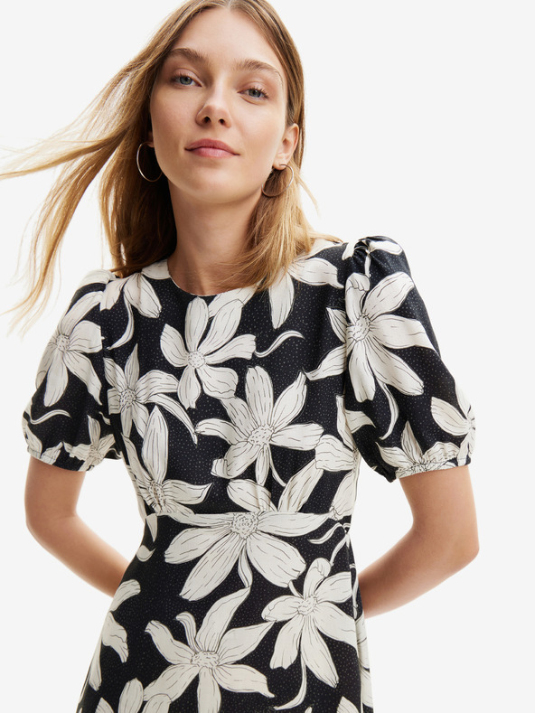 Desigual Abito floreale da donna Desigual Nashville bianco e nero