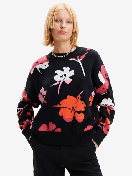 Desigual Maglione a fiori Desigual Luca rosso e nero da donna