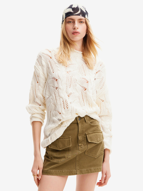 Desigual Cardigan da donna Desigual Milano in misto lana color crema