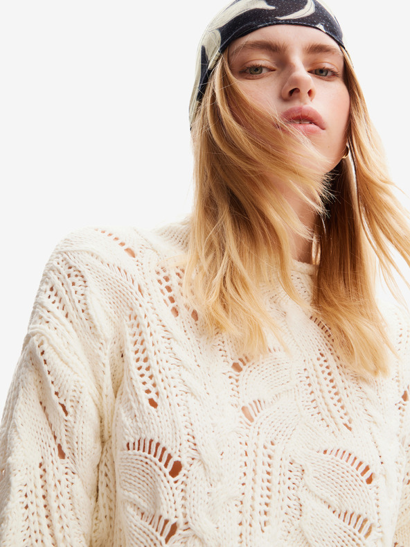 Desigual Cardigan da donna Desigual Milano in misto lana color crema