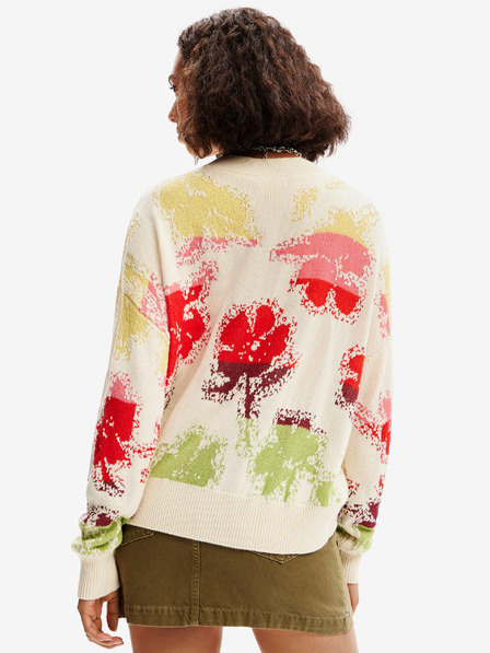Desigual Cardigan floreale da donna Desigual Join rosso e crema
